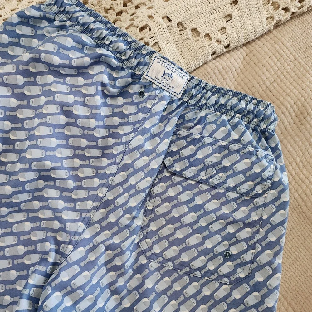 Southern Tide Mens Bottle Print Swim Trunks Preppy Dapper‎ Elevated Size Small